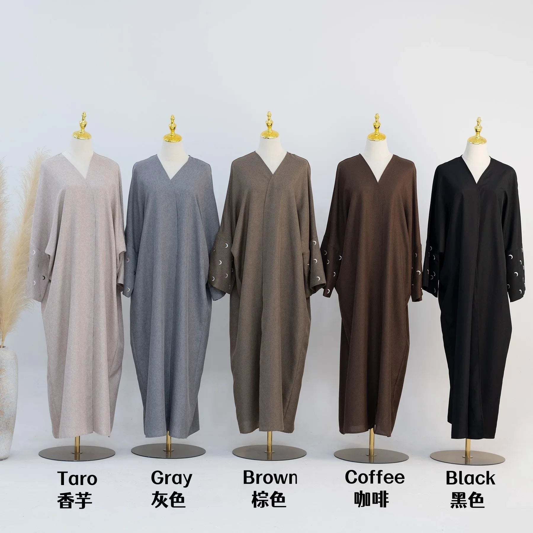 Loriya New Abaya Designs 2023 Women Hijab Dress Kimono Cardigan Muslim Women's Dresses Moon Embroidery EID Linen Abaya