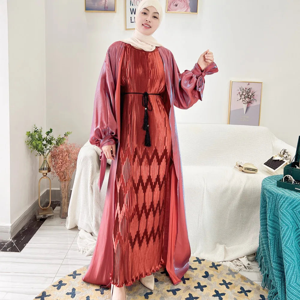 Loriya 2022 hot sale muslim abaya designs shinny polyester cardigan modest abaya dubai women muslim dresses