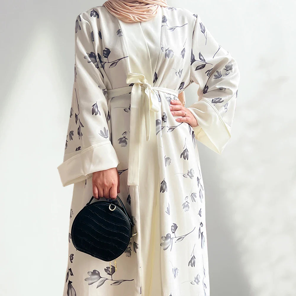 Loriya Dernières Femmes de Dubaï Abaya Cardigan Ouvert Robe Florale pour femmes Turquie Kaftan Vêtements Islamiques 