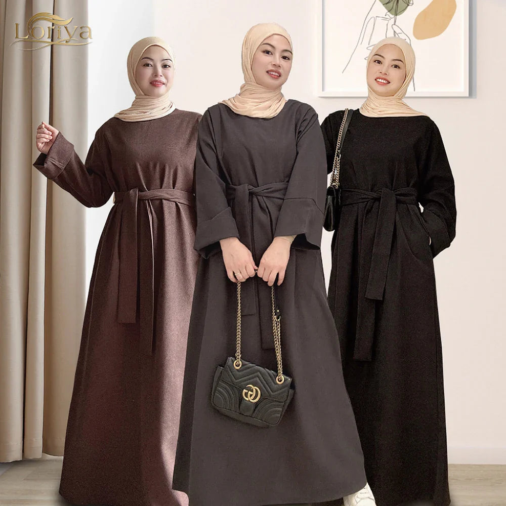 2023 Loriya Islamic Clothing Black Abaya for Muslim girls Modest dresses abaya wholesale for muslim girls Islamic abaya