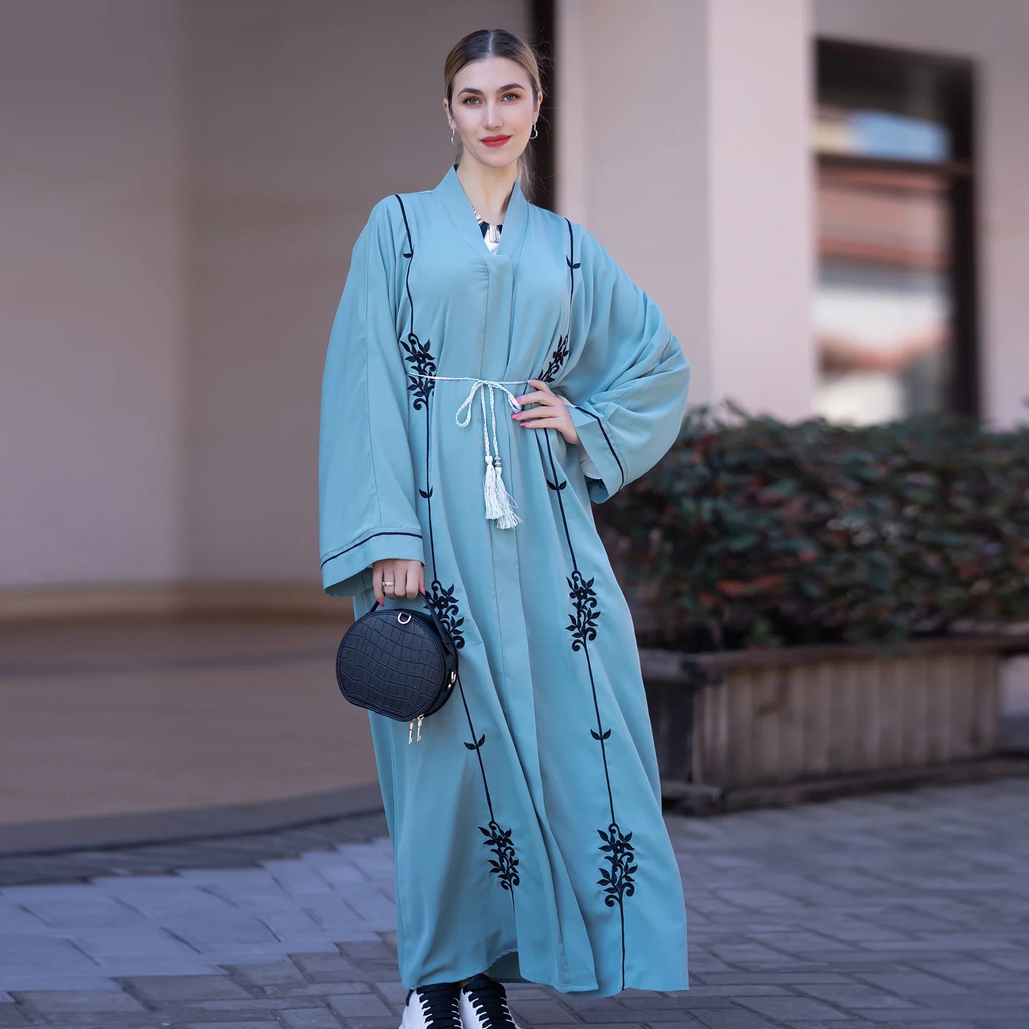 2023 Latest Loriya Embroidery Cardigan Abaya for Ramadan Muslim Women Dubai Modest Abaya Designs