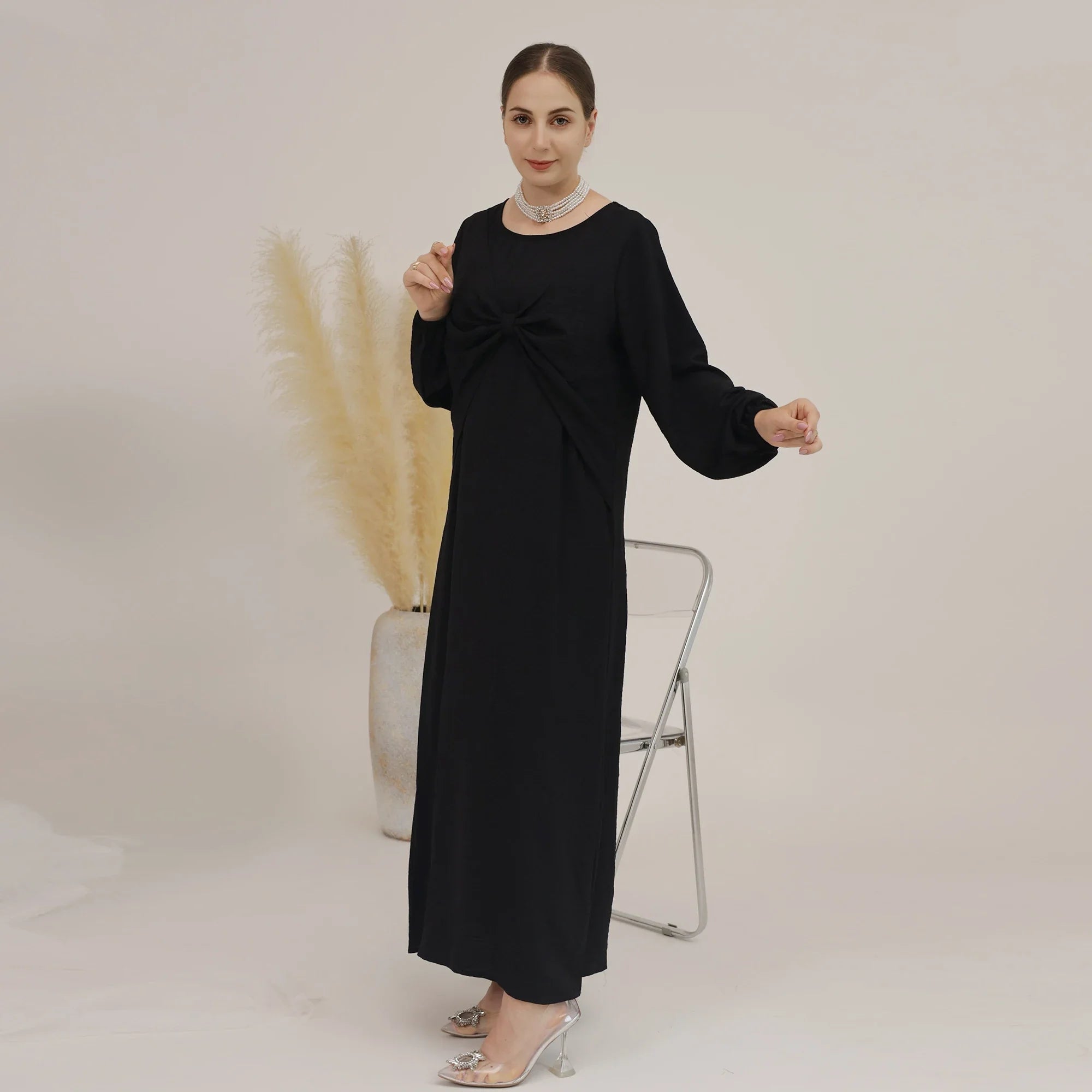 Loriya Wholesale Fashion Women Dress Abaya  Islamic Clothing Dubai Inner Abaya Dress For Muslim Women