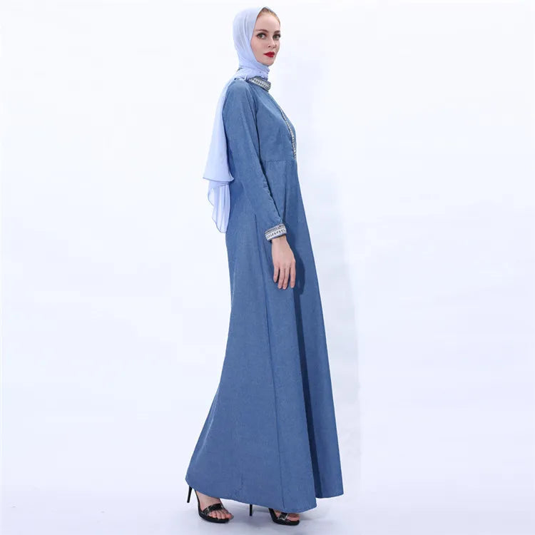 High quality Jeans arabic muslim girl long party dresses