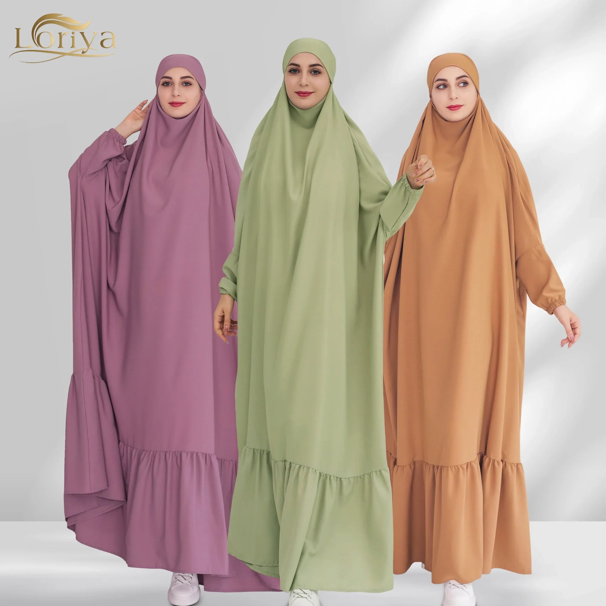 Loriya One Piece Jilbab Muslim Prayer Dress Overhead Khimar Abaya Traditional Muslim Clothing & Accessories