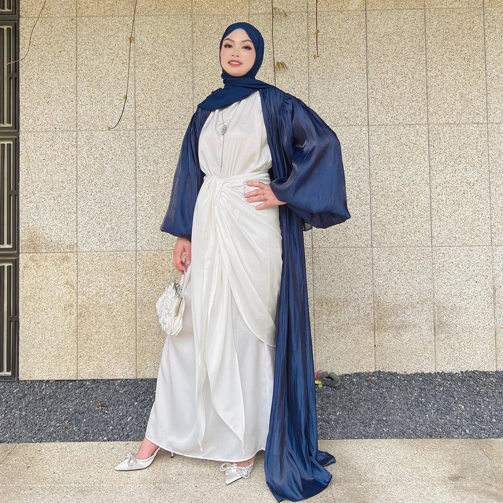 Loriya Gros Modeste Femmes Ouvert Abaya Robe Islamique Moderne Moyen-Orient Arabie Dubaï Vêtements Islamiques 