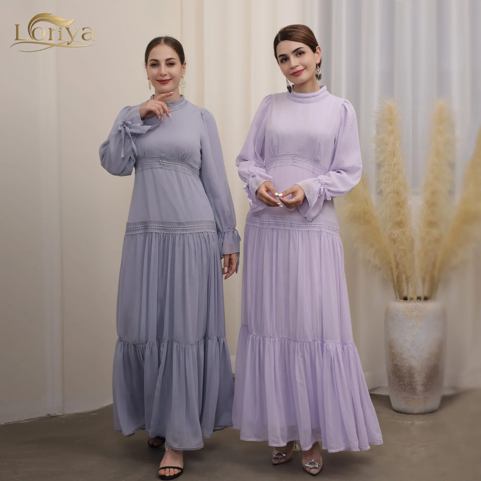 Loriya Chiffon Long Maxi Dress Women Dresses Casual Summer Modest 2023 New Abaya Dubai Modest Evening Dress