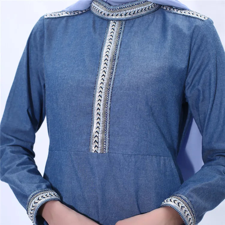 High quality Jeans arabic muslim girl long party dresses