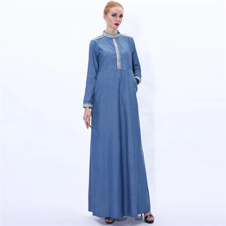 High quality Jeans arabic muslim girl long party dresses