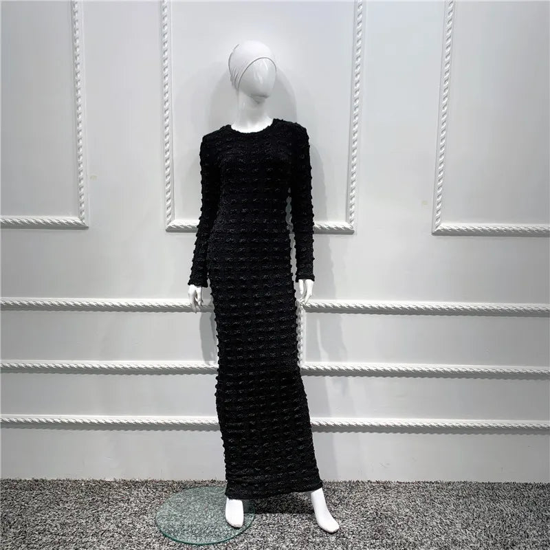 Wholesale good quality fall winter bodycon elegant dress Muslim women Abaya Islamic clothing