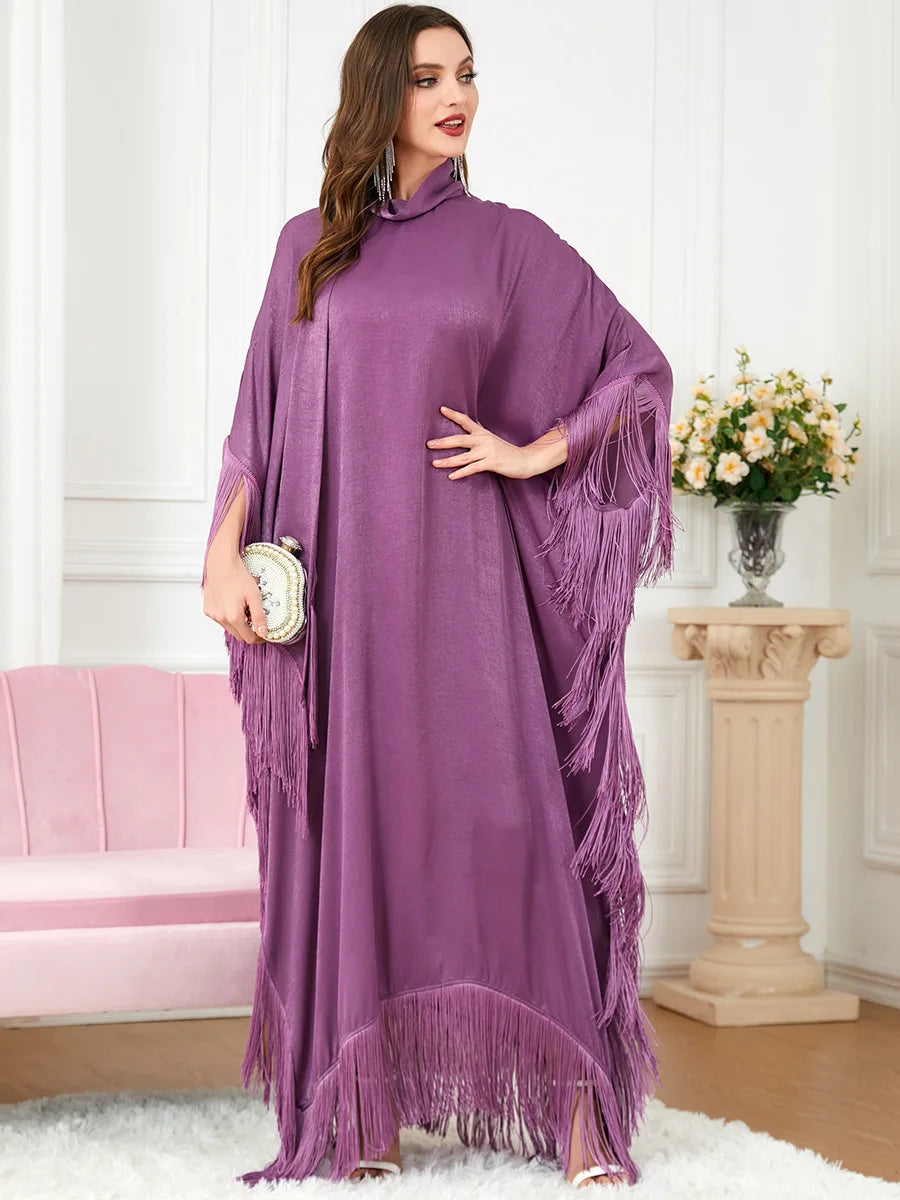 Wholesale Turkish EID Dubai Abaya Kimono Modest Dress Islamic Clothing Women Muslim Dress Abaya Butterfly Sleeve Tassels Kaftan