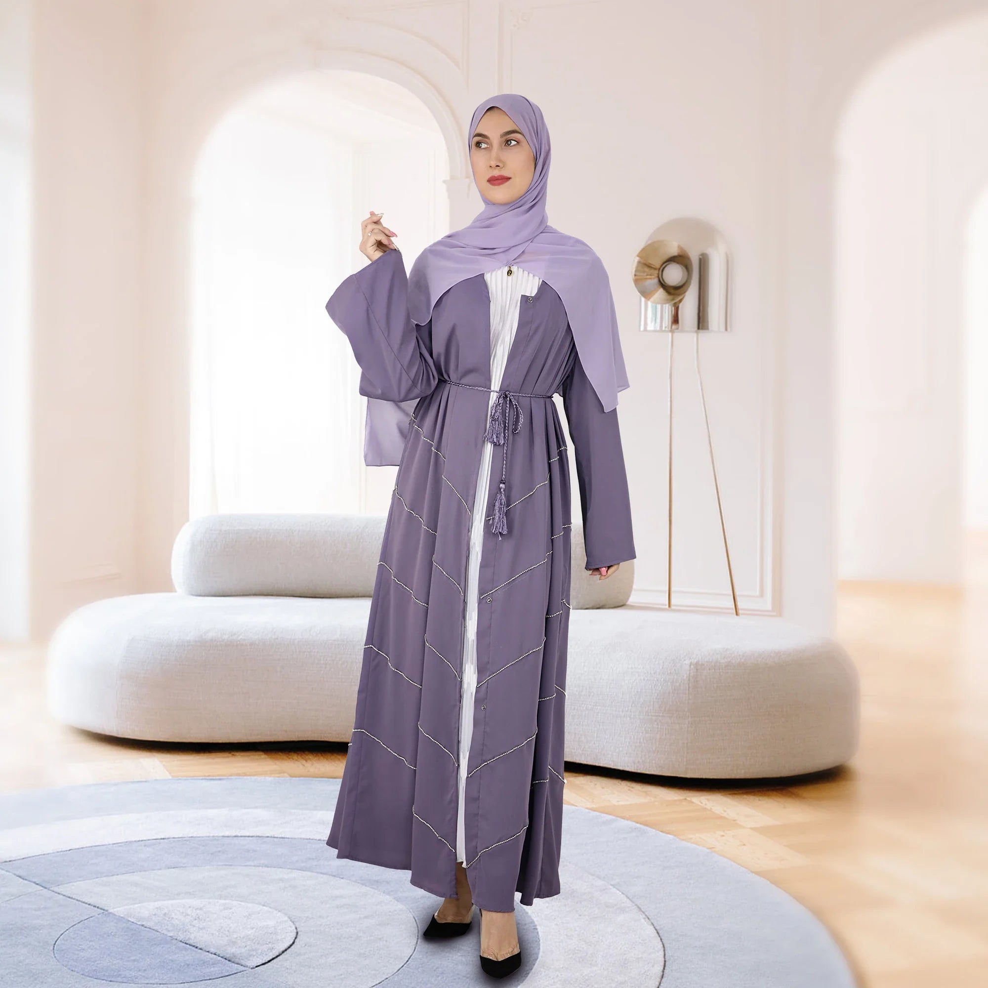 2023 Loriya Women Dubai Abaya Design Muslim Ladies Luxury Traditional Islamic Clothing Dubai Kimono Cardigan Abaya