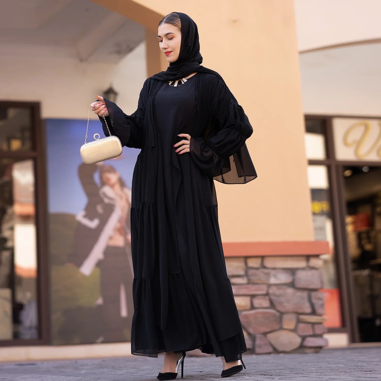 Loriya Wholesale  Islamic Clothing Dubai Abaya Muslim Dress Kimono Summer Muslim Girls Abaya