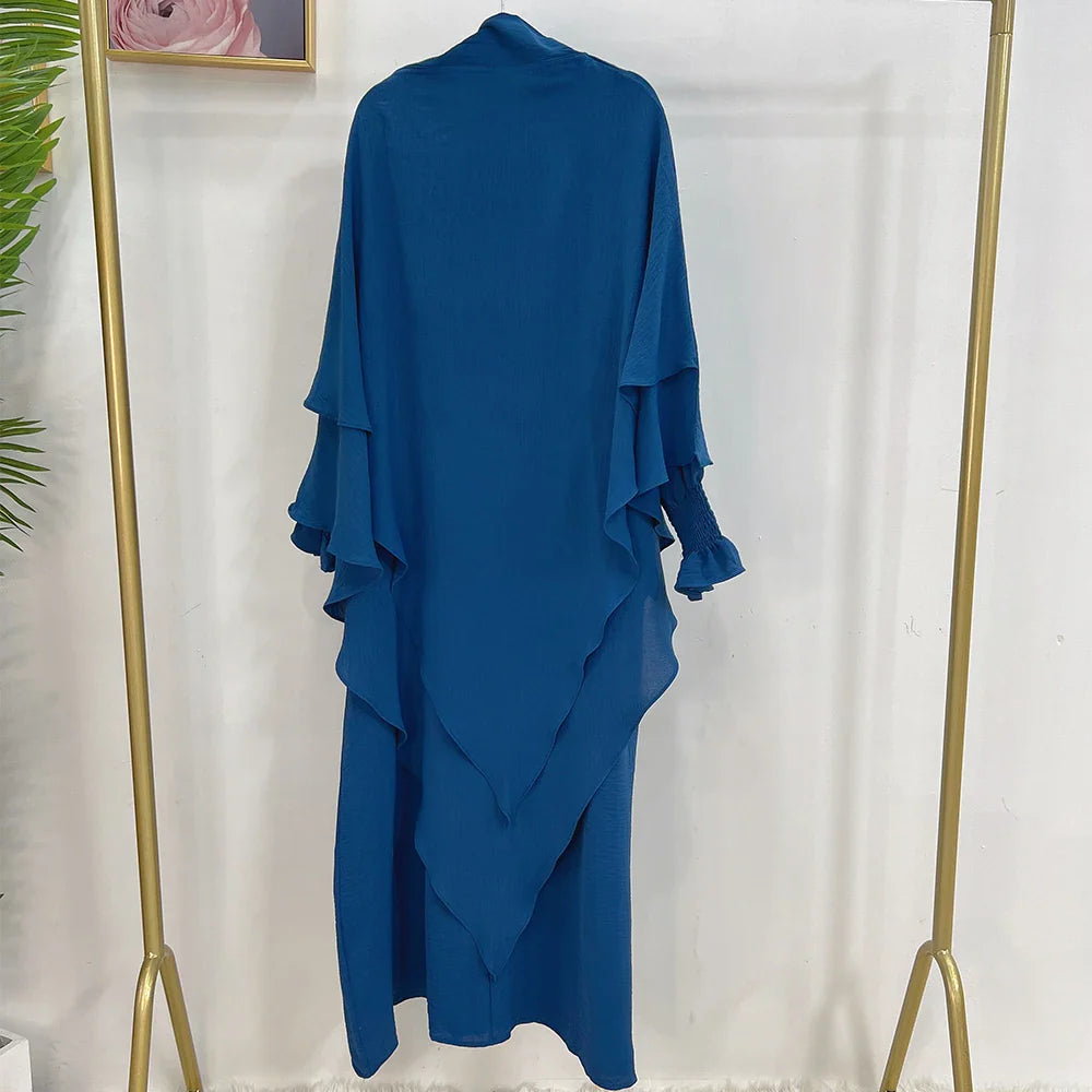 Loriya Fashion Vêtements islamiques 2023 EID Prayer Abaya Set Robes modestes et deux couches Khimar Turquie Dubaï Abaya Robe musulmane 