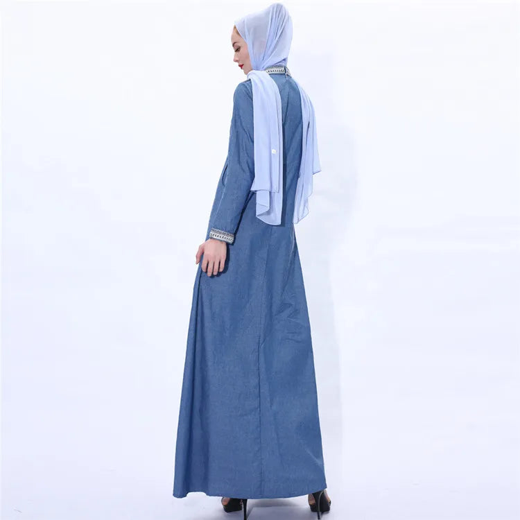 High quality Jeans arabic muslim girl long party dresses