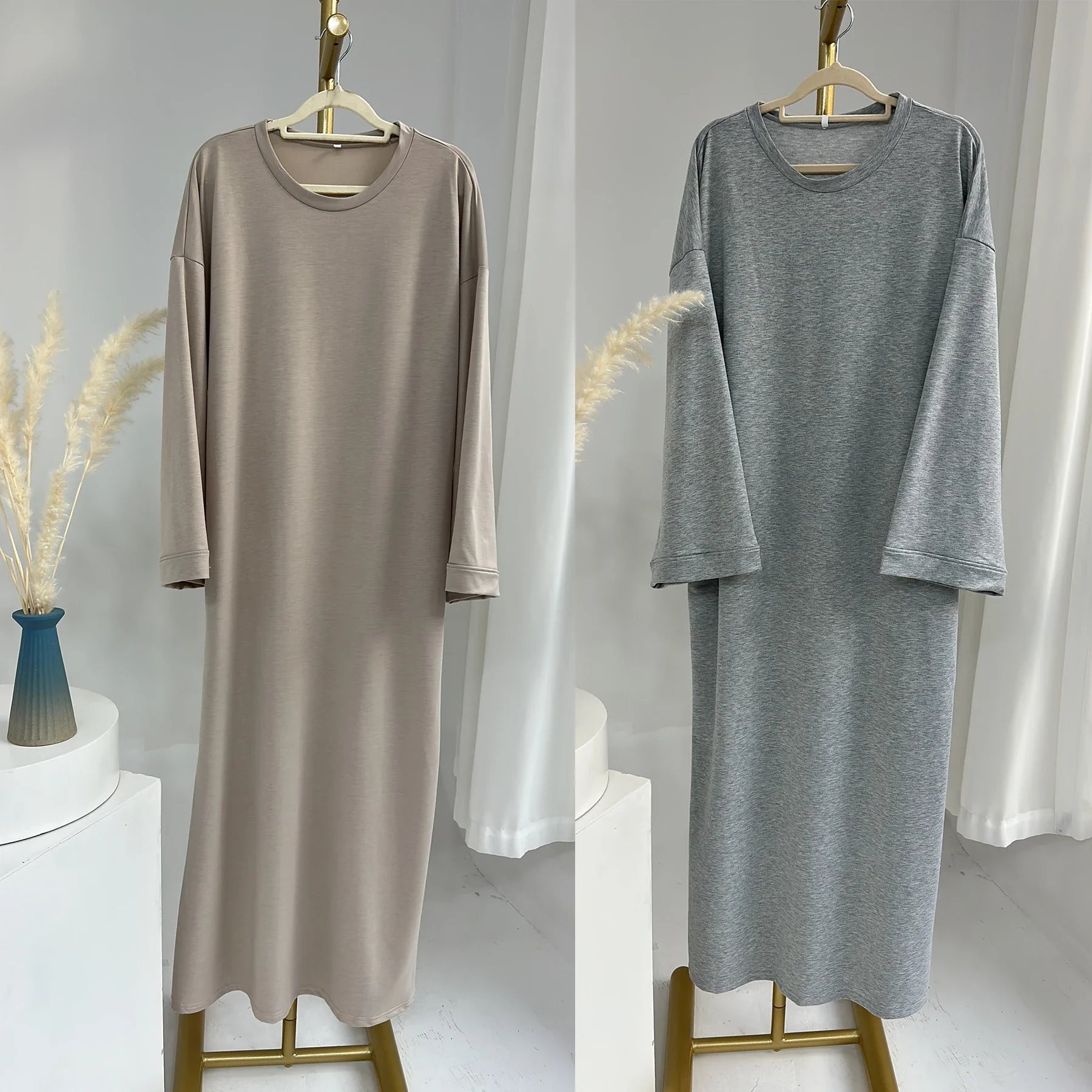 Abaya 2024 New Loriya Abaya Modest Dresses Long Sleeve Polyester Women's Dresses with Side Pockets Abaya Women Muslim Dress