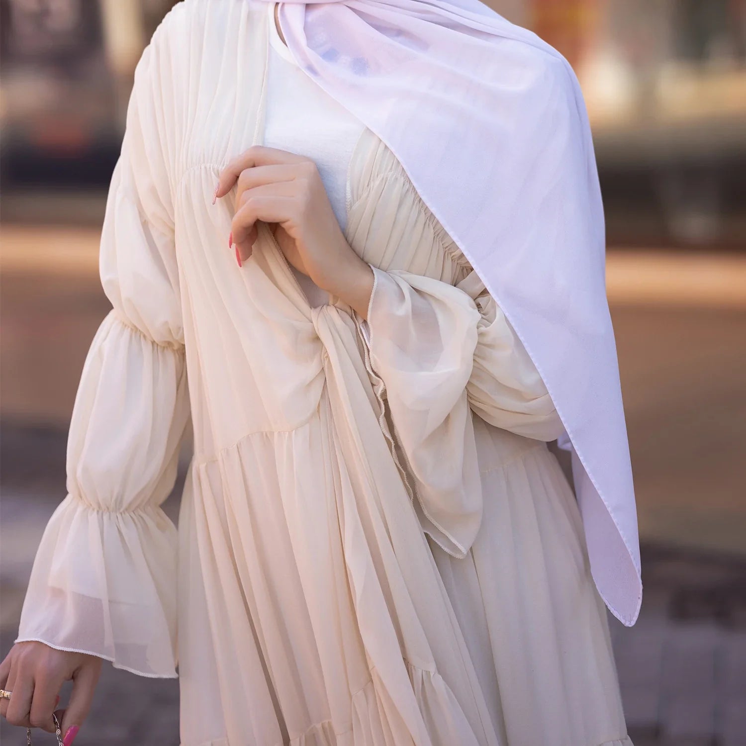 2023 Loriya fashion Islamic Clothing Dubai Turkey Chiffon Muslim  Kimono Oversized Summer Raffle Muslim Girls Abaya Wholesale