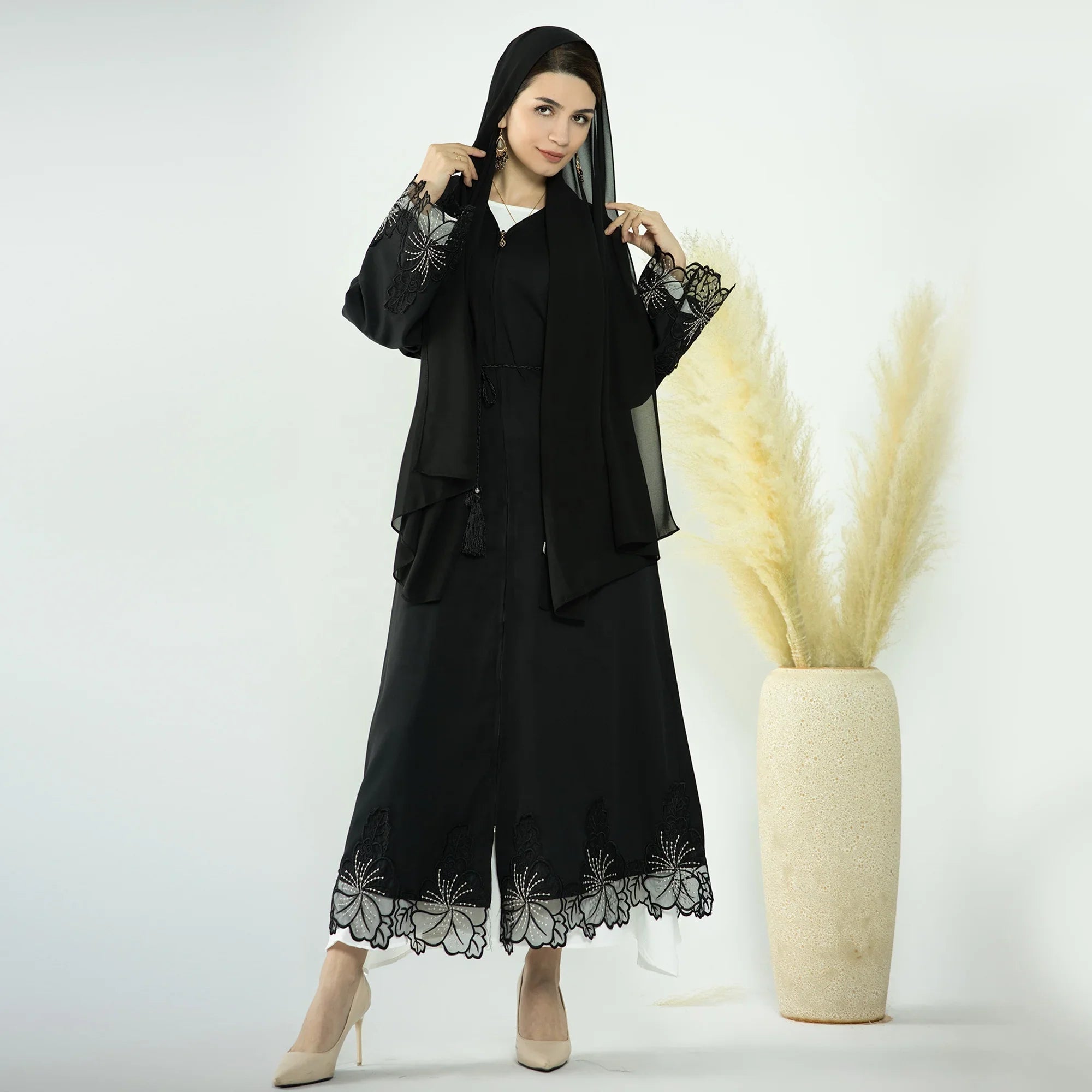 2023 Loriya Latest Islamic Clothing Muslim Girls Abaya Dubai Women  Satin Plain Modest Dresses