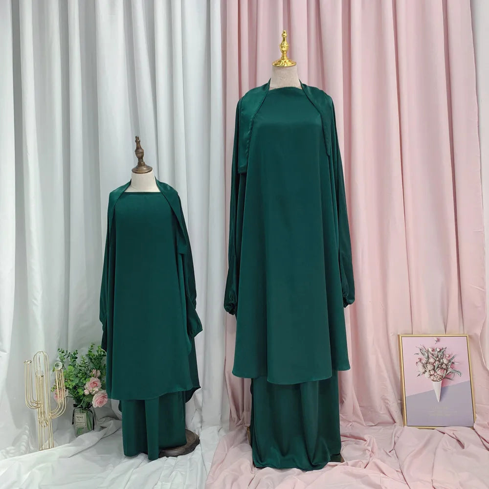 Loriya Vente Chaude Deux Pièces Ensemble Femmes Musulmanes Robe De Prière Khimar Abaya Longue Robe Hijab Vêtements Islamiques pour Enfants Filles 