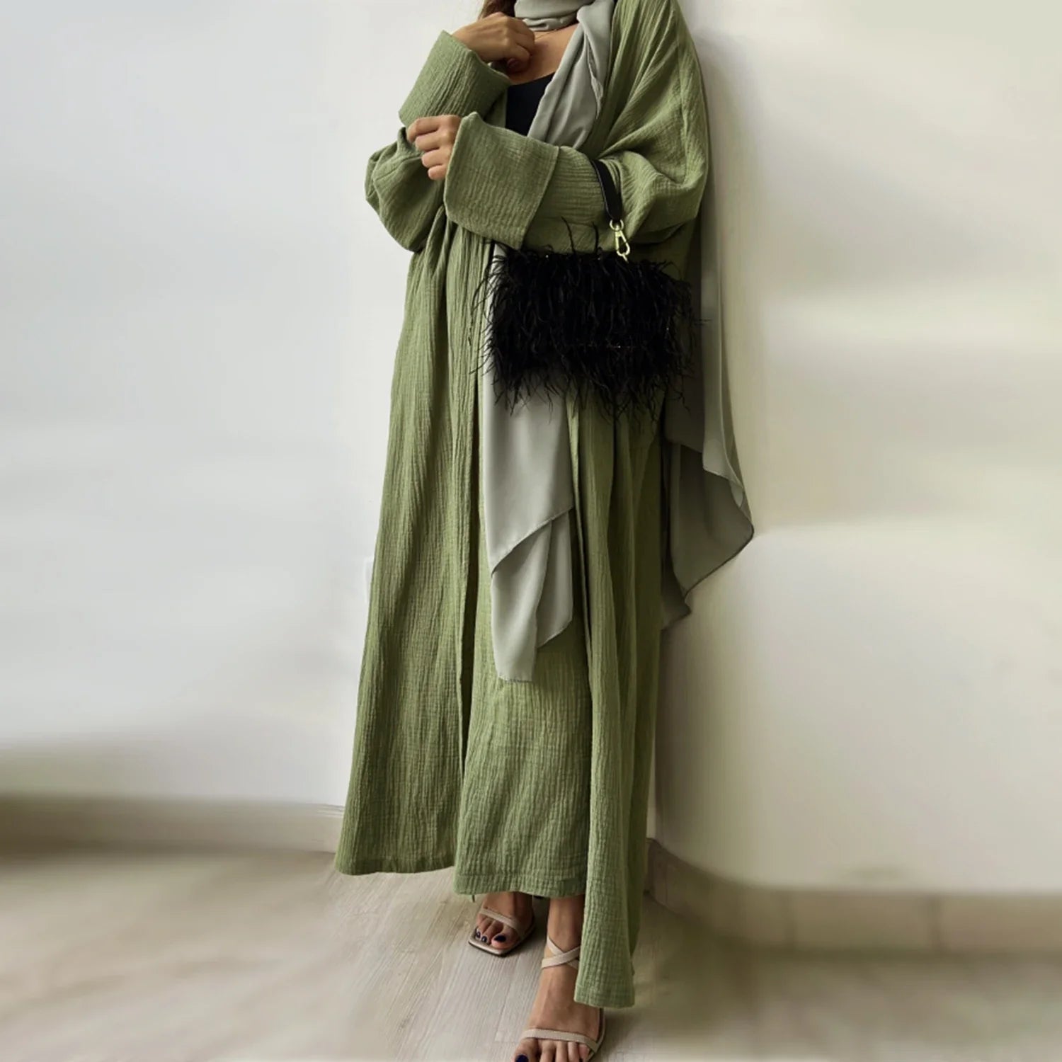 2023 Loriya Fashion Breathable Cotton Fabric Women's Dresses Islamic Clothing Modest Abaya Cardigan Abaya Women Muslim Dress