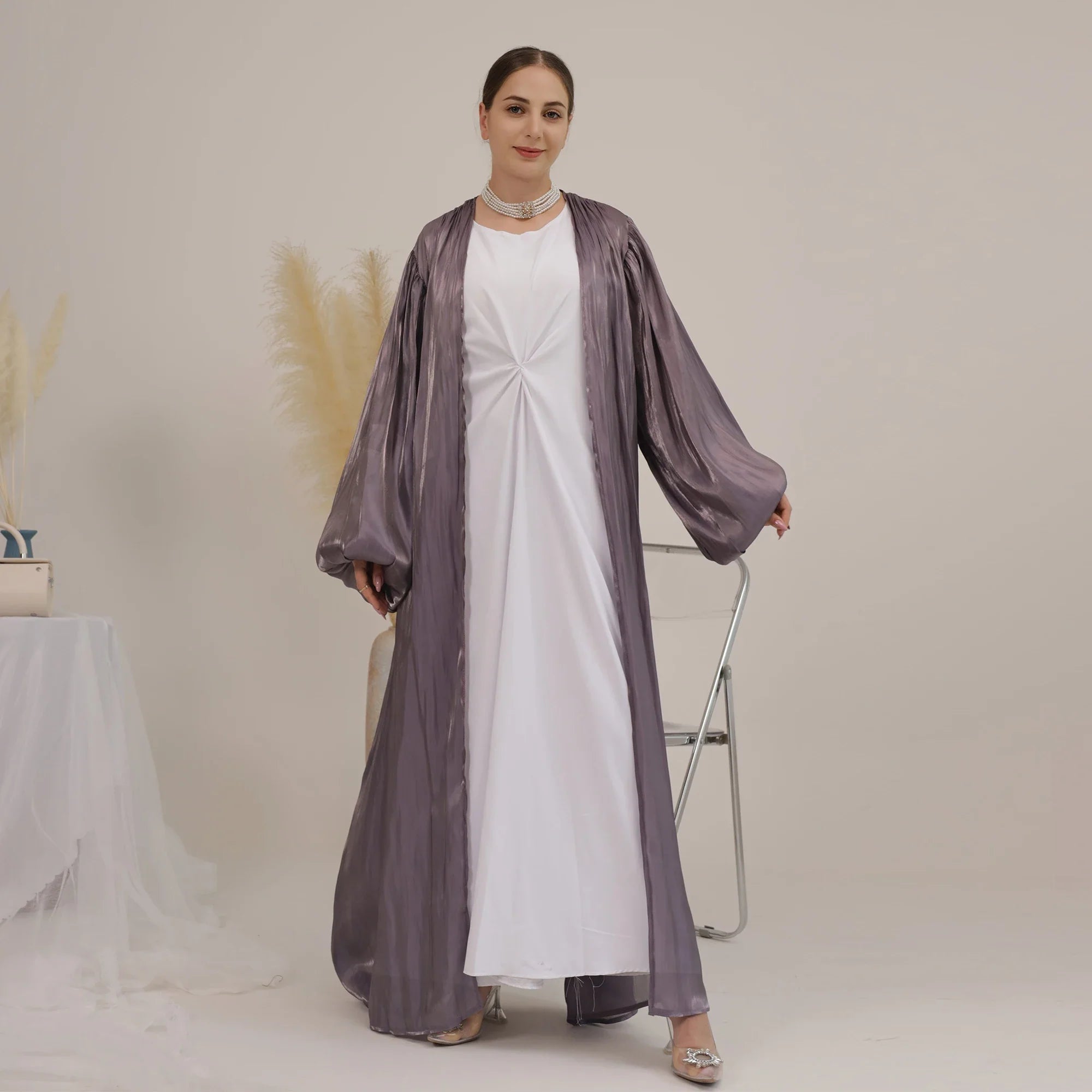 Loriya Gros Modeste Femmes Ouvert Abaya Robe Islamique Moderne Moyen-Orient Arabie Dubaï Vêtements Islamiques 