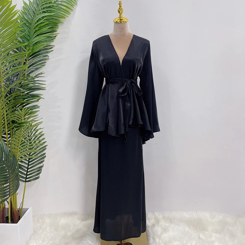 Loriya 2023 New Modest Dresses Abaya Shinny Polyester Shinny Abaya Muslim Women Summer Abaya