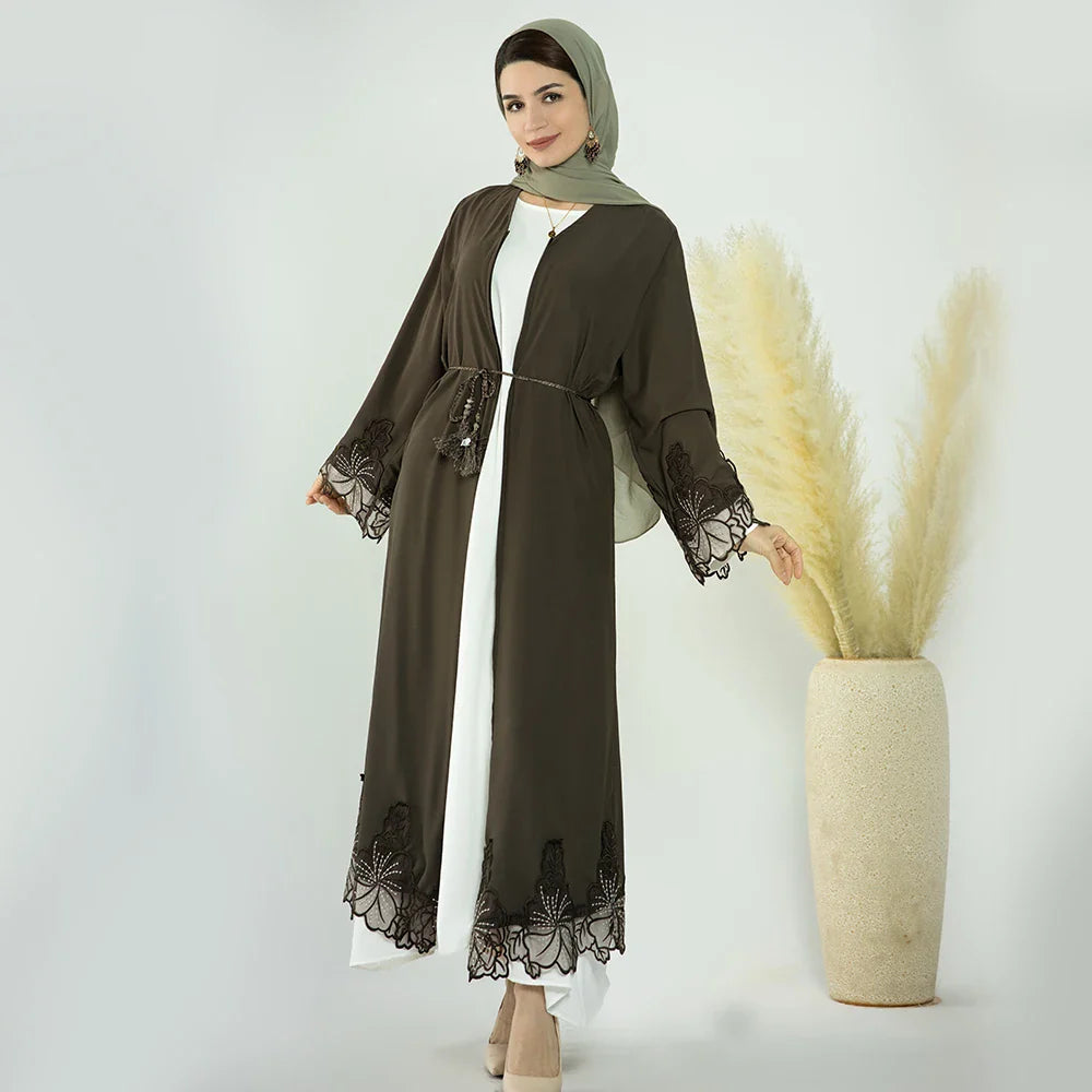 2023 Loriya Latest Islamic Clothing Muslim Girls Abaya Dubai Women  Satin Plain Modest Dresses