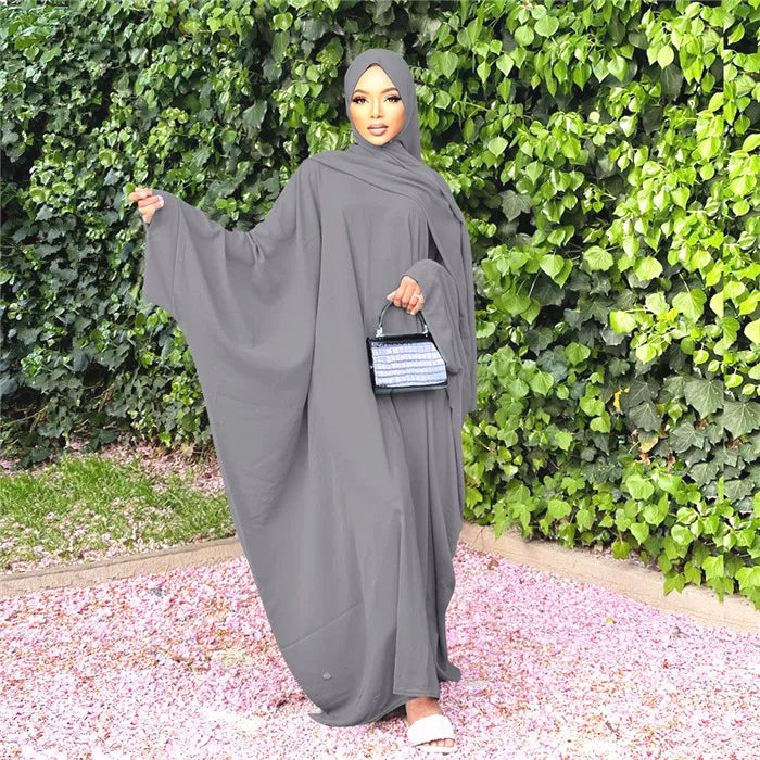 Hot Sale Latest Islamic Clothing Muslim Abaya Solid Colors Batwing Style Kaftan Burka Islamic Dress