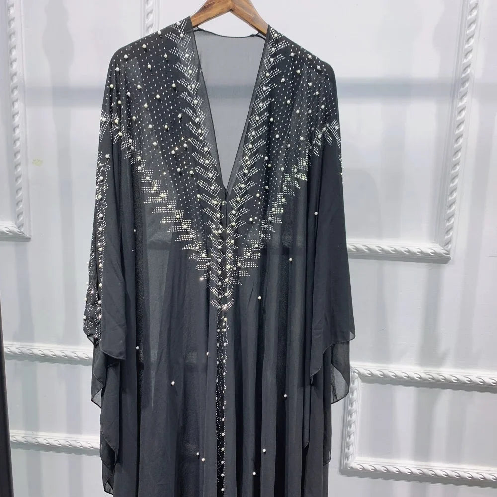 2021 Muslim women Dubai open Abayas dress kimono African plus size chiffon hooded dress