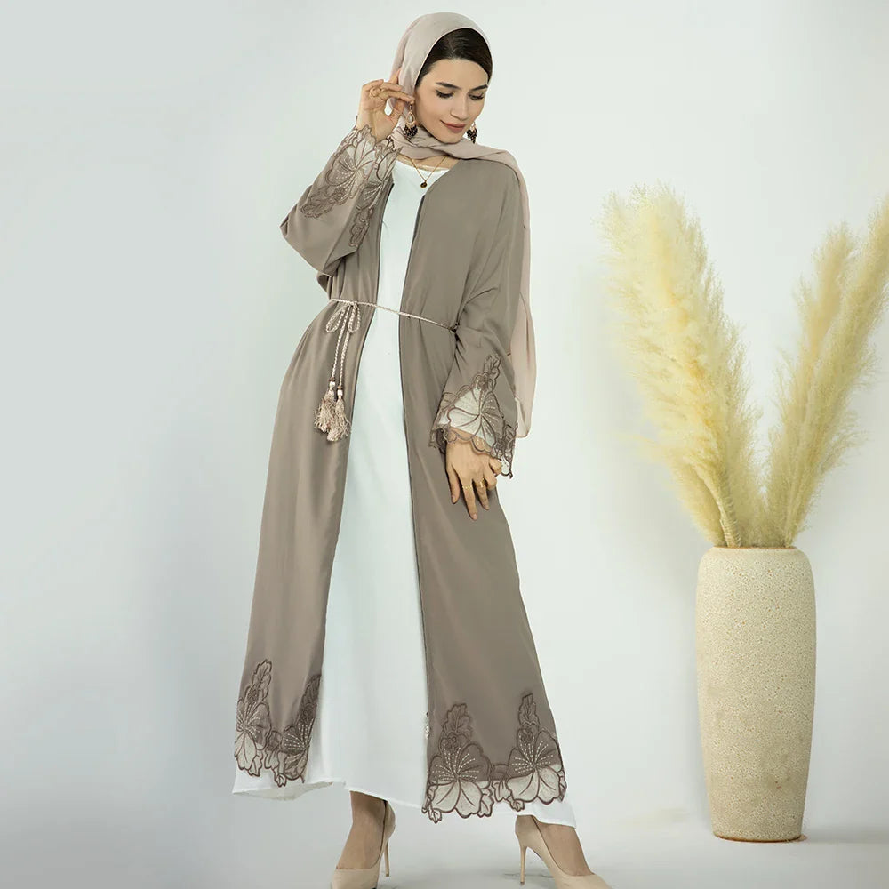 2023 Loriya Latest Islamic Clothing Muslim Girls Abaya Dubai Women  Satin Plain Modest Dresses