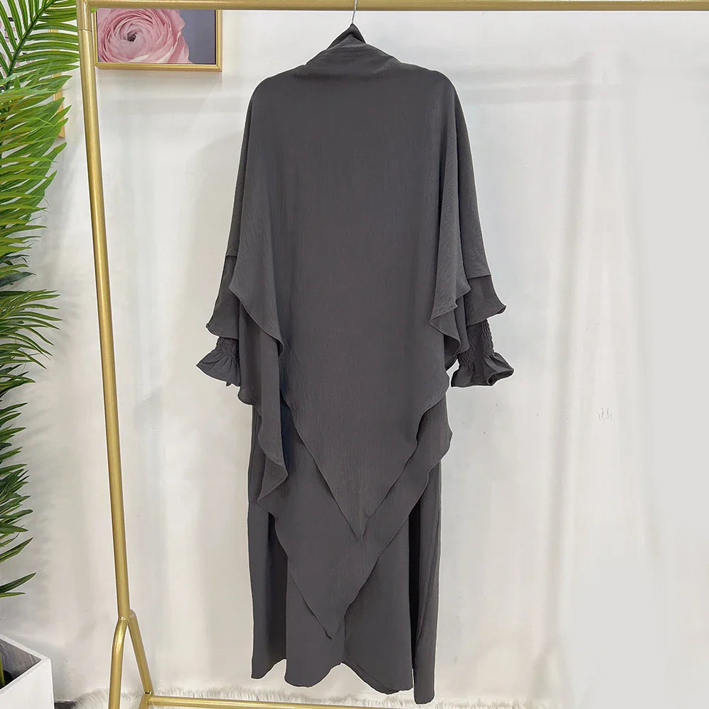 Loriya Fashion Vêtements islamiques 2023 EID Prayer Abaya Set Robes modestes et deux couches Khimar Turquie Dubaï Abaya Robe musulmane 