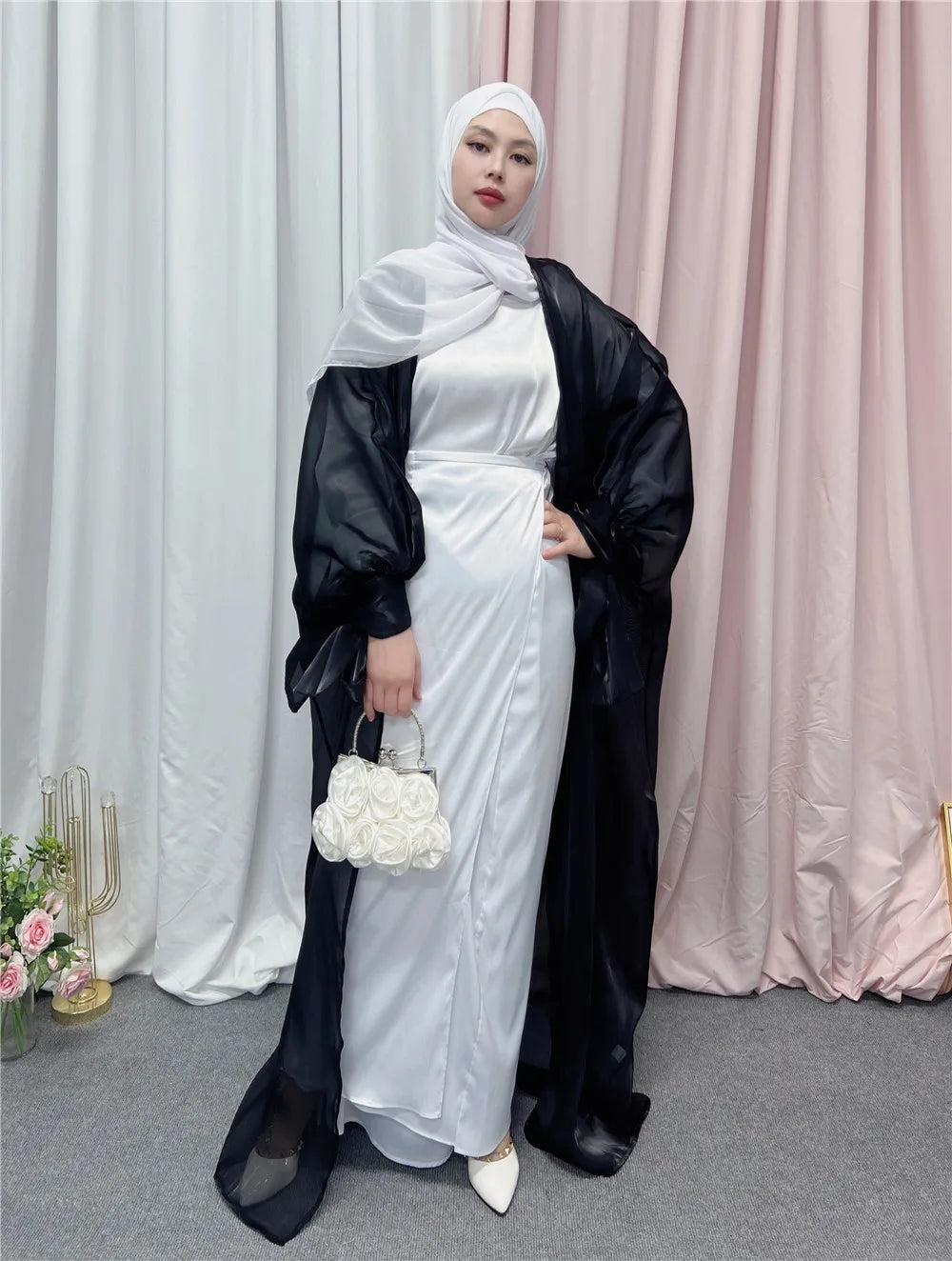 2023 Loriya Stylish Organza Modest Abaya Islamic Clothing for girl Dubai abaya muslim dress for women fashion abaya