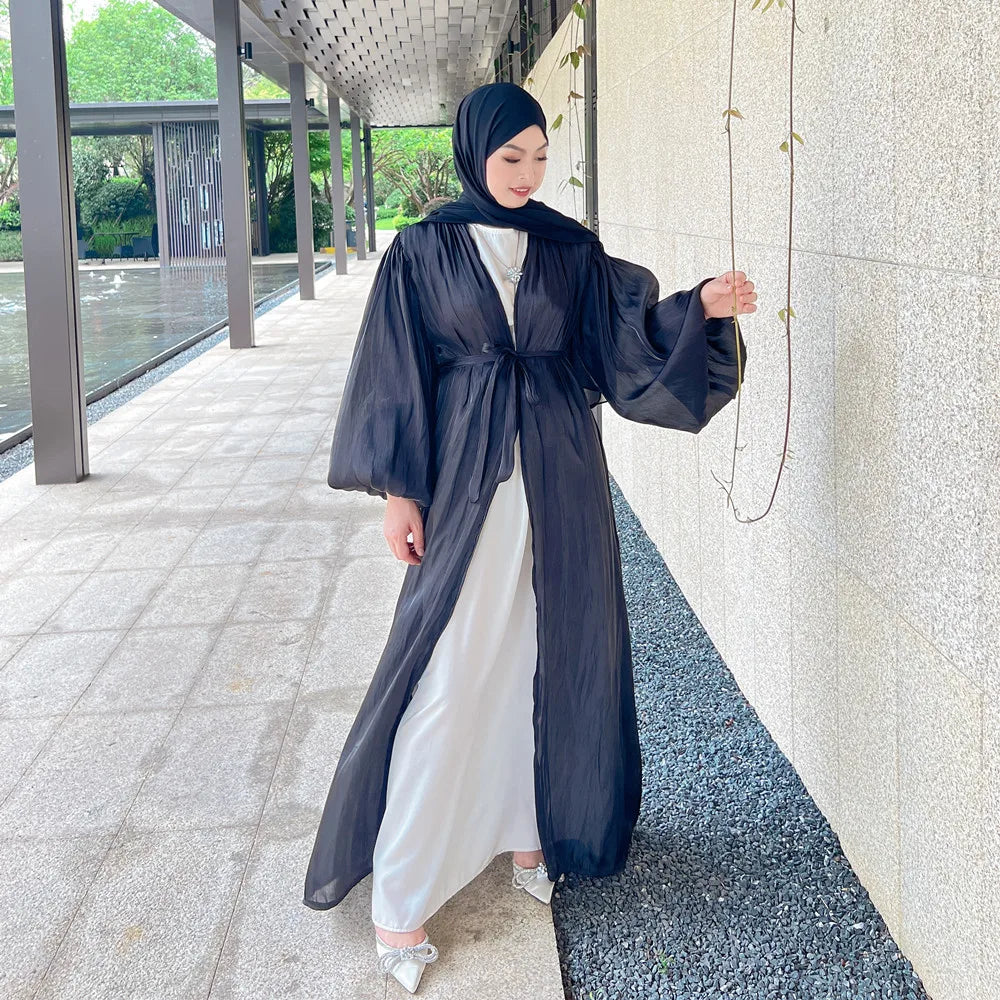 Loriya Gros Modeste Femmes Ouvert Abaya Robe Islamique Moderne Moyen-Orient Arabie Dubaï Vêtements Islamiques 