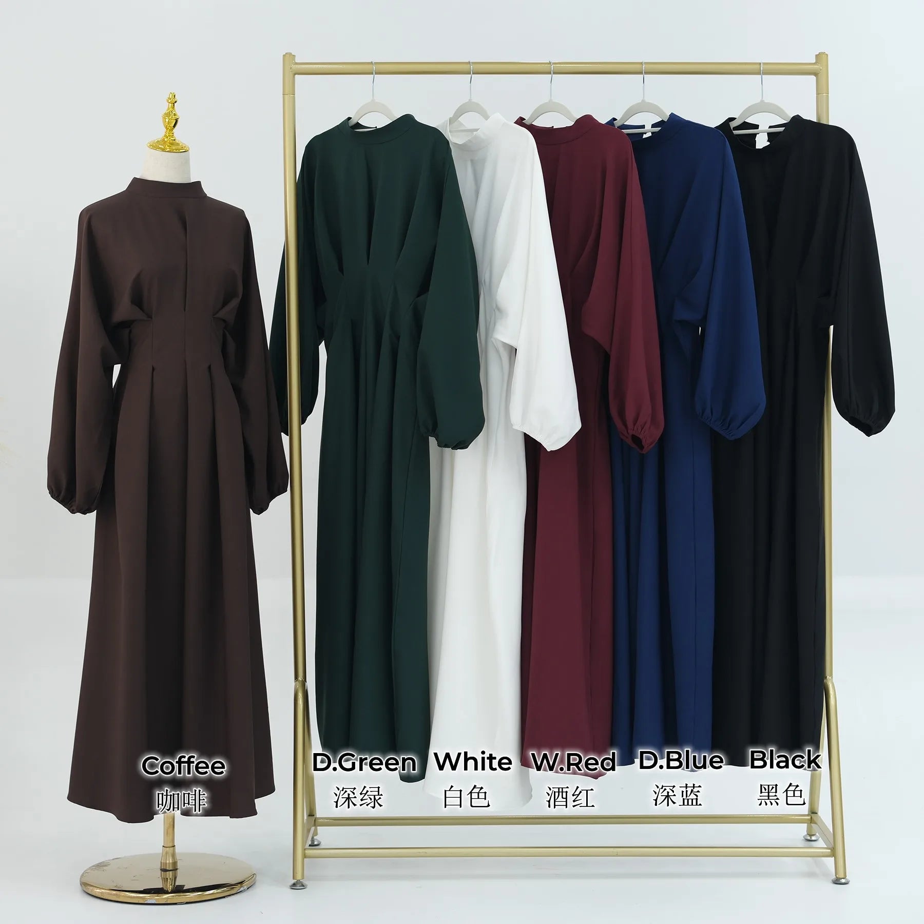 Loriya OEM/ODM 2024 New Arrival Women Modest Dresses Solid Color Muslim Fashion  Abaya Women Muslim Dress