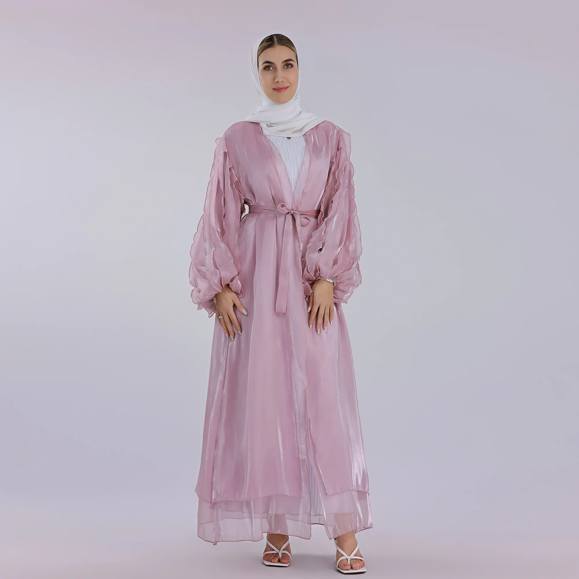 Loriya Fashion Vêtements islamiques uniques Organza Cardigan Kaftan Dubaï Abaya Robe avec manches élégantes Modeste Abaya 