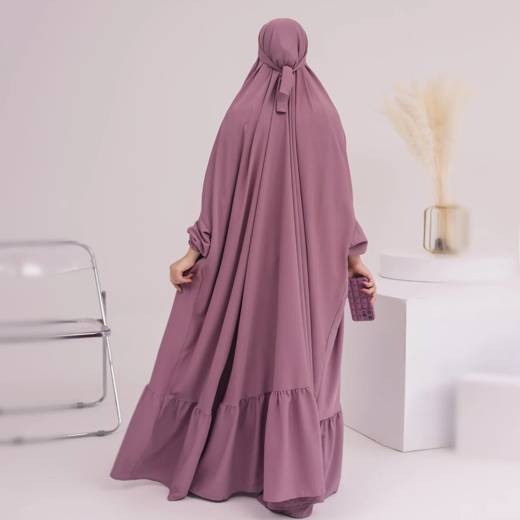 Loriya One Piece Jilbab Muslim Prayer Dress Overhead Khimar Abaya Traditional Muslim Clothing & Accessories