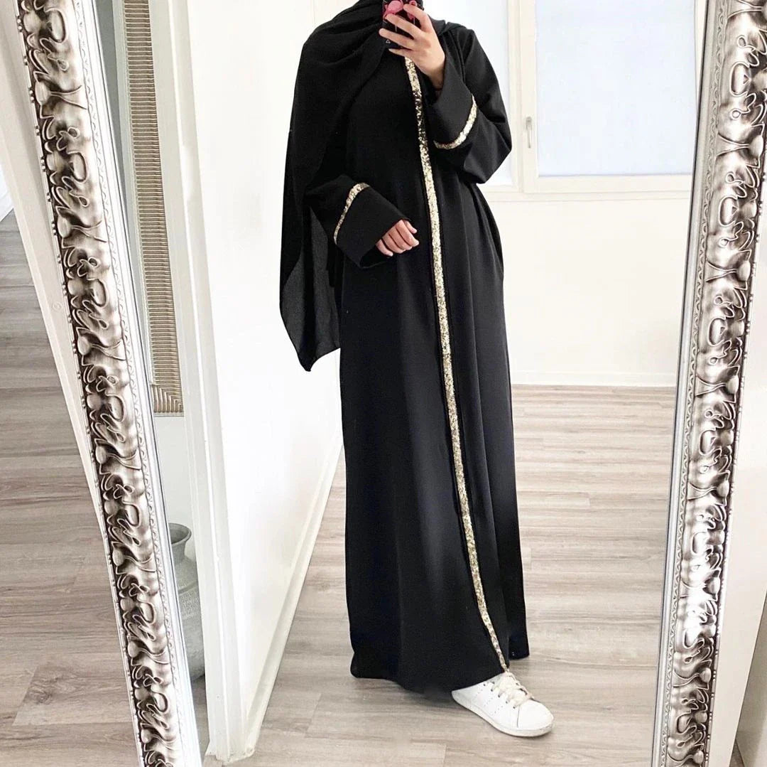 Fashionable Islamic Clothing Muslim Abaya with Sequins Islamic Dress For Muslim Women