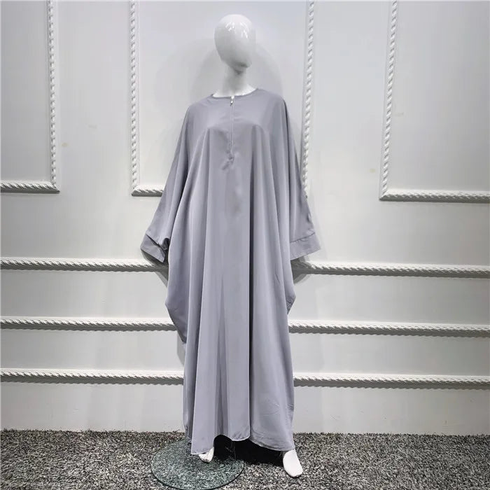 Loriya Wholesale Eid Plus Size Islamic Clothing Muslim Women Jilbab Prayer Butterfly Sleeve Abaya Dress and 3 Layers Khimar