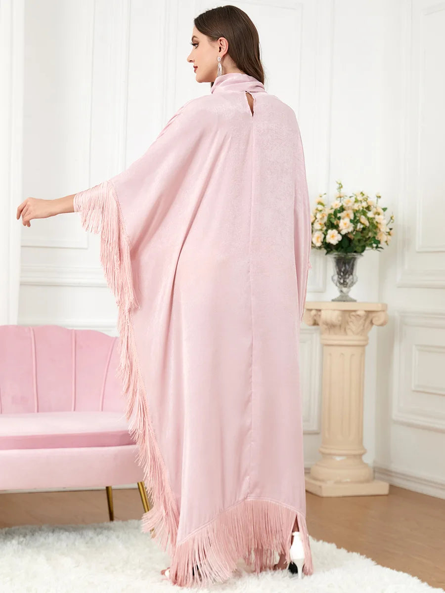 Wholesale Turkish EID Dubai Abaya Kimono Modest Dress Islamic Clothing Women Muslim Dress Abaya Butterfly Sleeve Tassels Kaftan