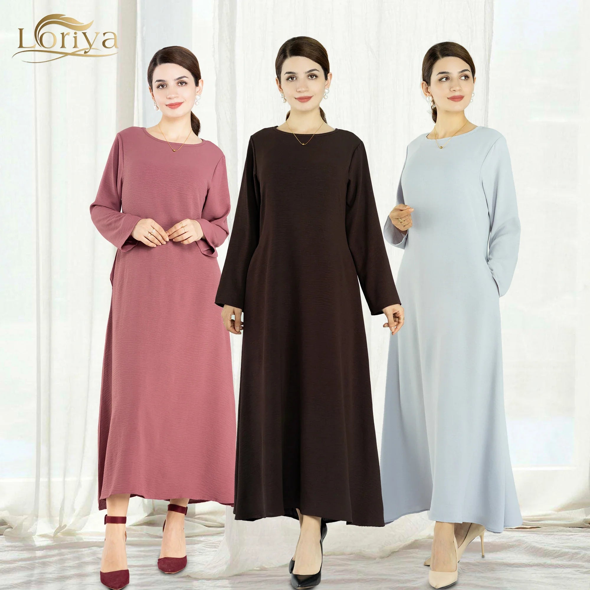 Loriya 2023 Nouveau Style Filles Musulmanes Abaya Vêtements Islamiques Modeste Abaya Robe Intérieure 