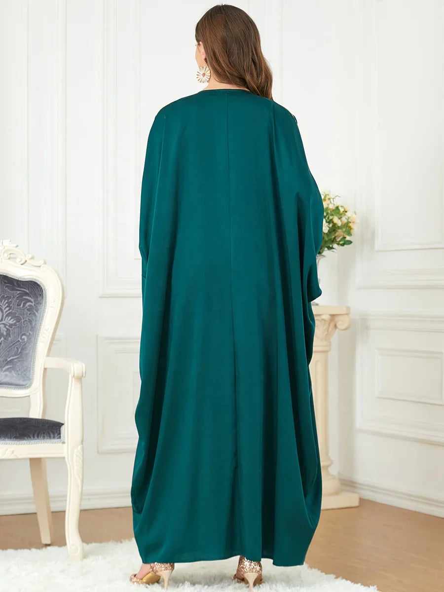 Vêtements Loriya Moyen-Orient Vêtements islamiques EID Dubaï Robes arabes saoudiennes avec bordure dorée Kaftan vert Abaya 