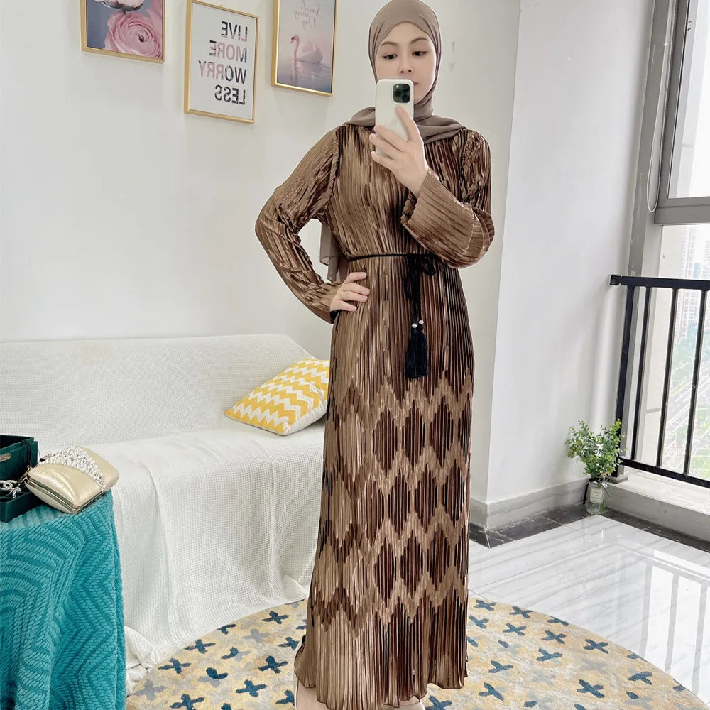 Loriya New abaya 2022 Muslim Dress fashion pleated abaya in Dubai  Inner abaya dress for women