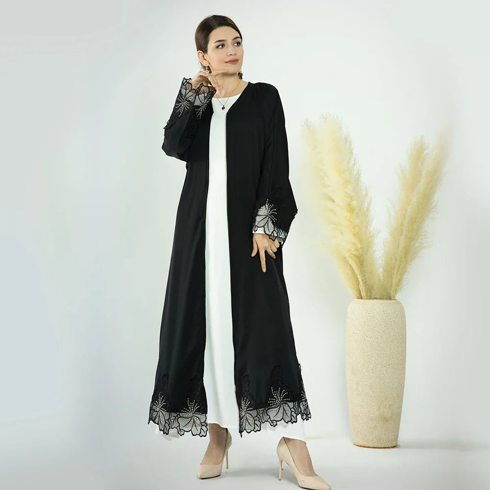 2023 Loriya Latest Islamic Clothing Muslim Girls Abaya Dubai Women  Satin Plain Modest Dresses