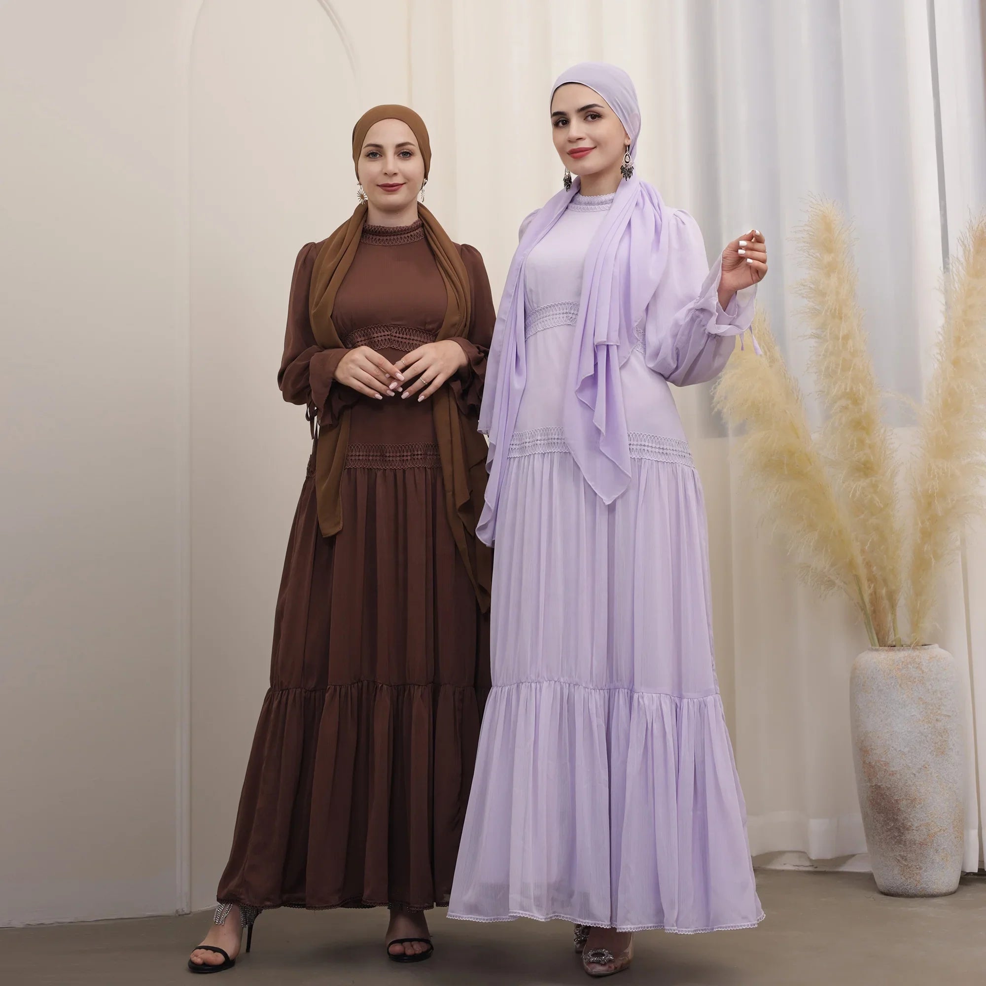 Loriya Chiffon Long Maxi Dress Women Dresses Casual Summer Modest 2023 New Abaya Dubai Modest Evening Dress