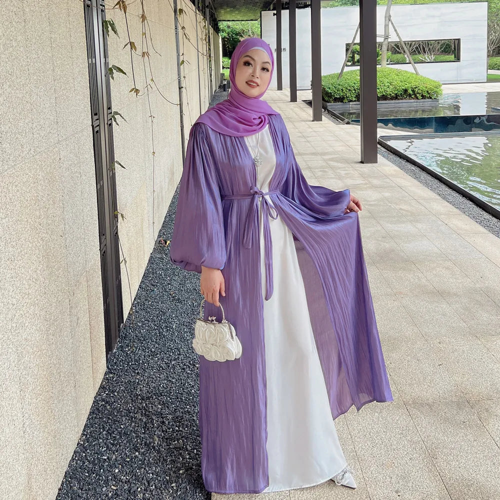 Loriya Gros Modeste Femmes Ouvert Abaya Robe Islamique Moderne Moyen-Orient Arabie Dubaï Vêtements Islamiques 