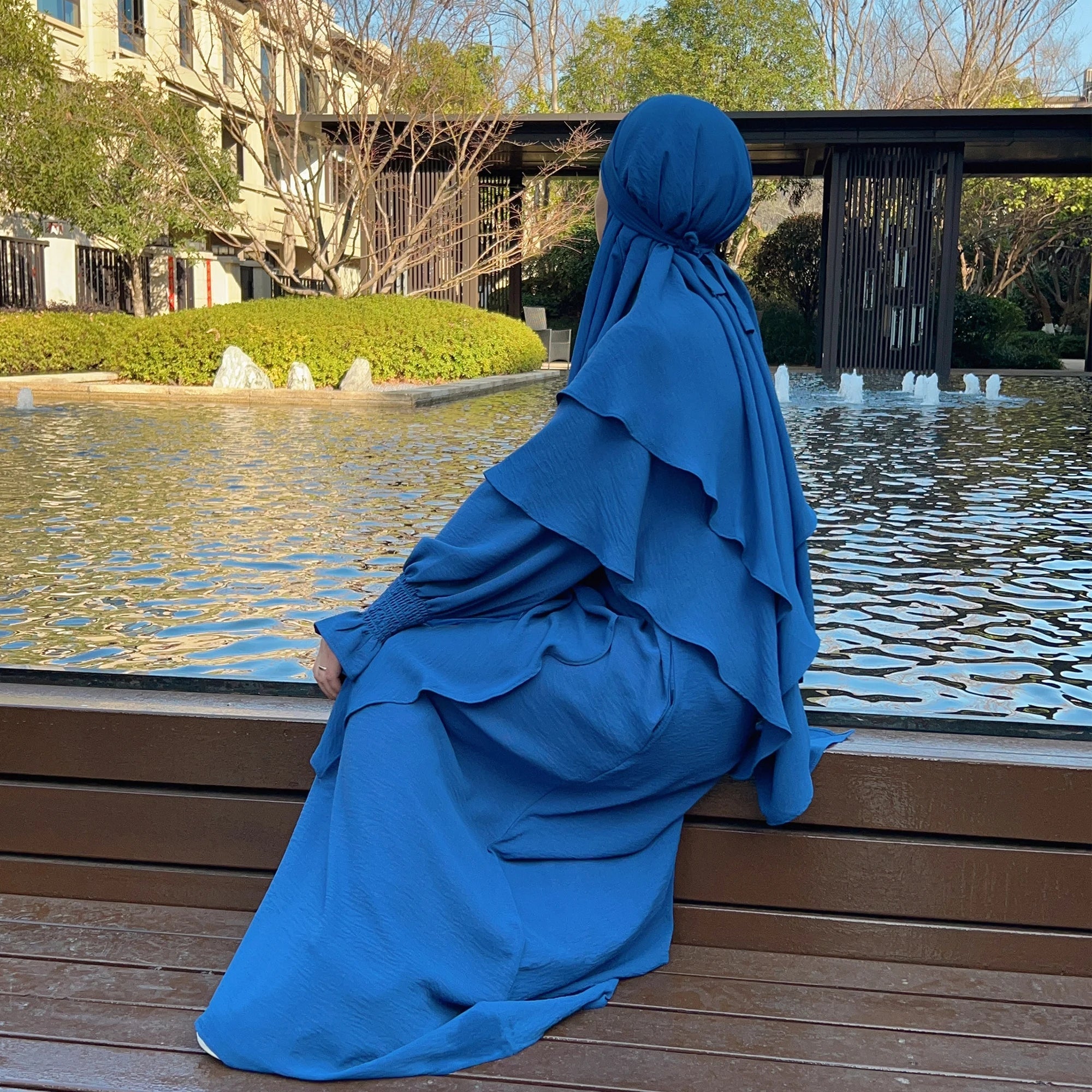 Loriya Fashion Vêtements islamiques 2023 EID Prayer Abaya Set Robes modestes et deux couches Khimar Turquie Dubaï Abaya Robe musulmane 