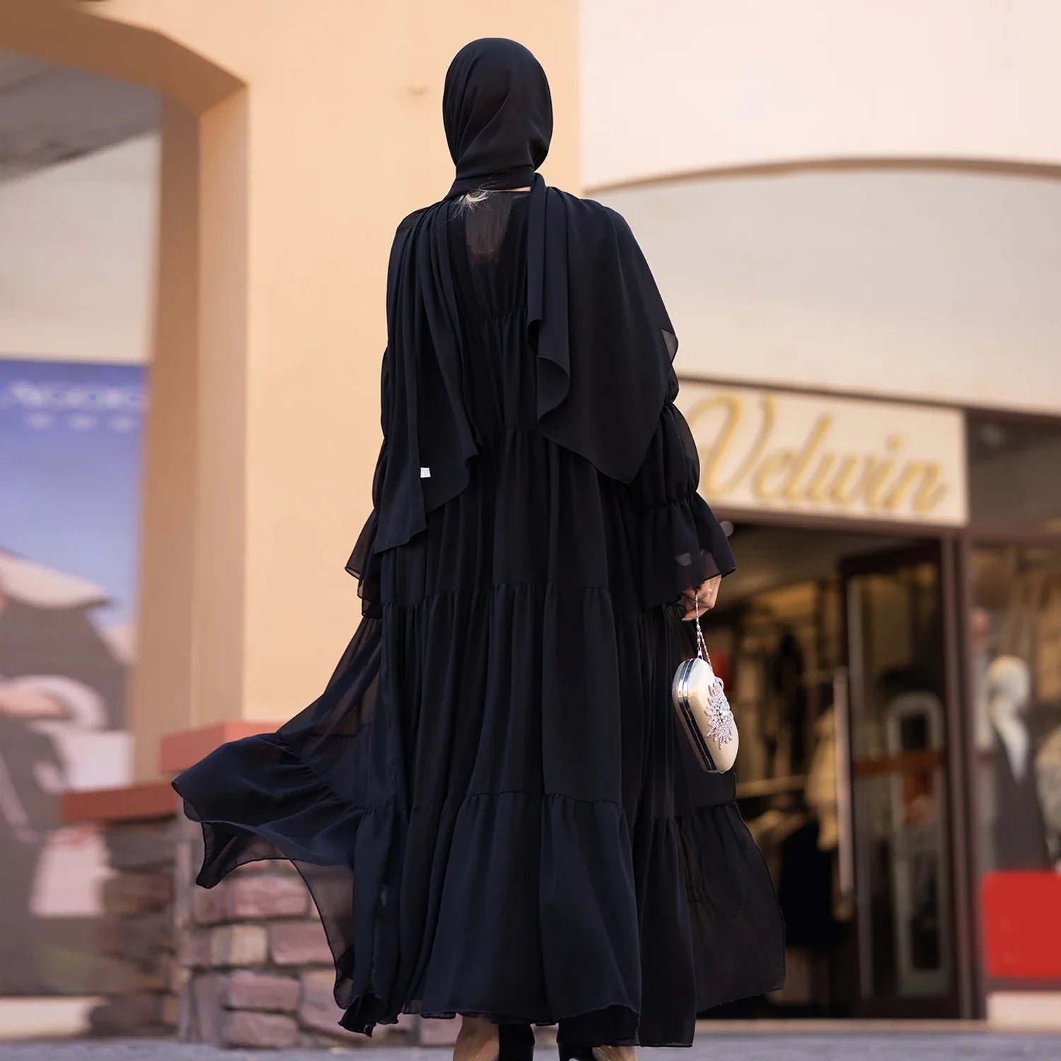 2023 Loriya fashion Islamic Clothing Dubai Turkey Chiffon Muslim  Kimono Oversized Summer Raffle Muslim Girls Abaya Wholesale