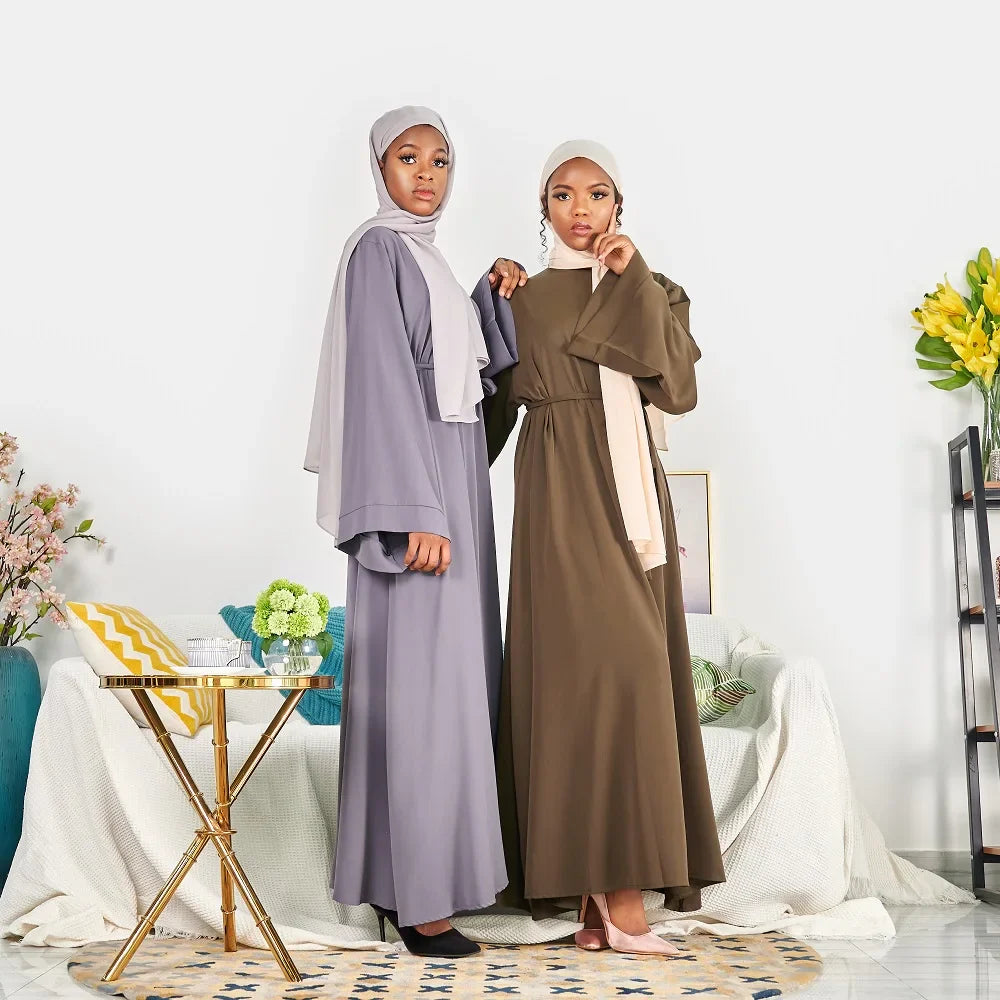 LR363 EID Abaya Dubaï Turquie Couleur unie Simple Modeste Vêtements islamiques Robe pour femmes musulmanes Abaya 