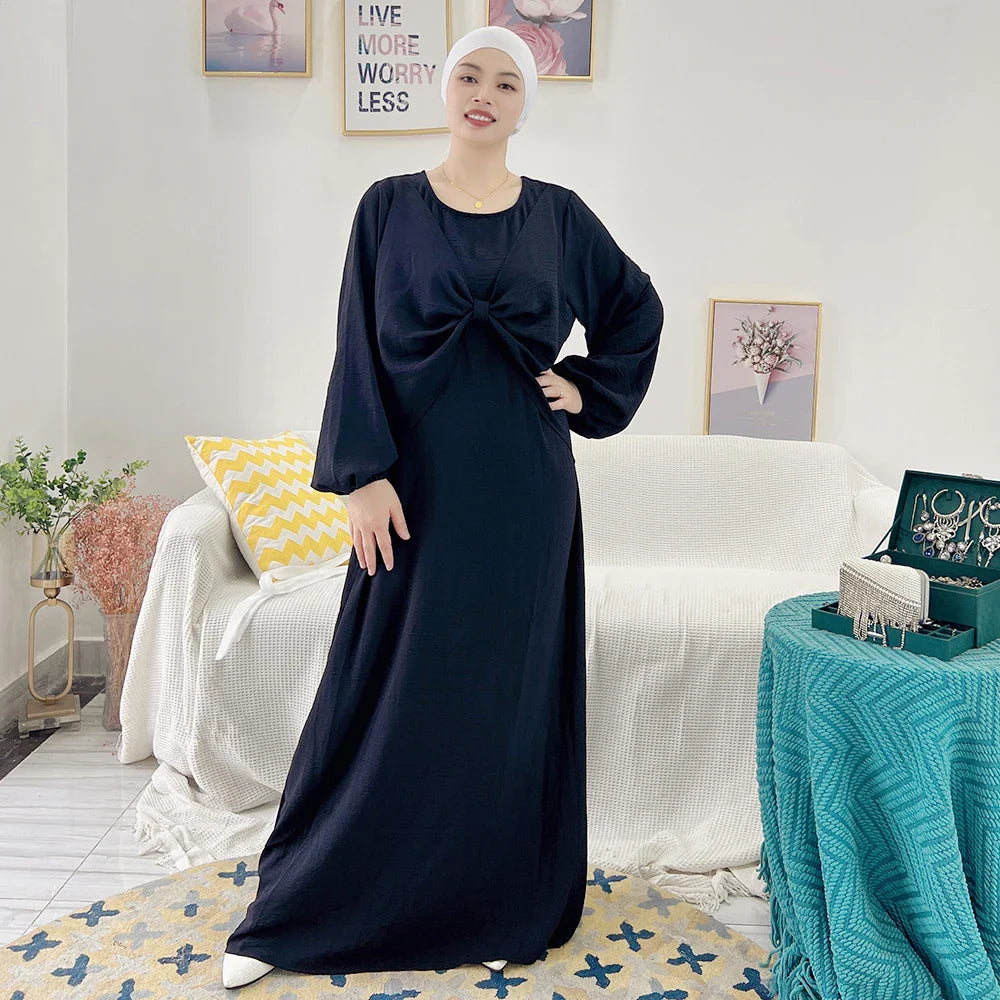 Loriya Wholesale Fashion Women Dress Abaya  Islamic Clothing Dubai Inner Abaya Dress For Muslim Women