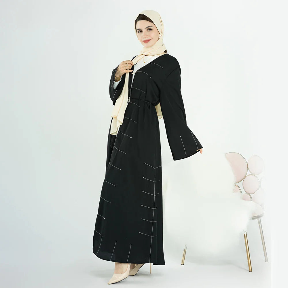 2023 Loriya Fashion Newest Nida Open Islamic Clothing Ladies Abaya Muslim Girls Abaya