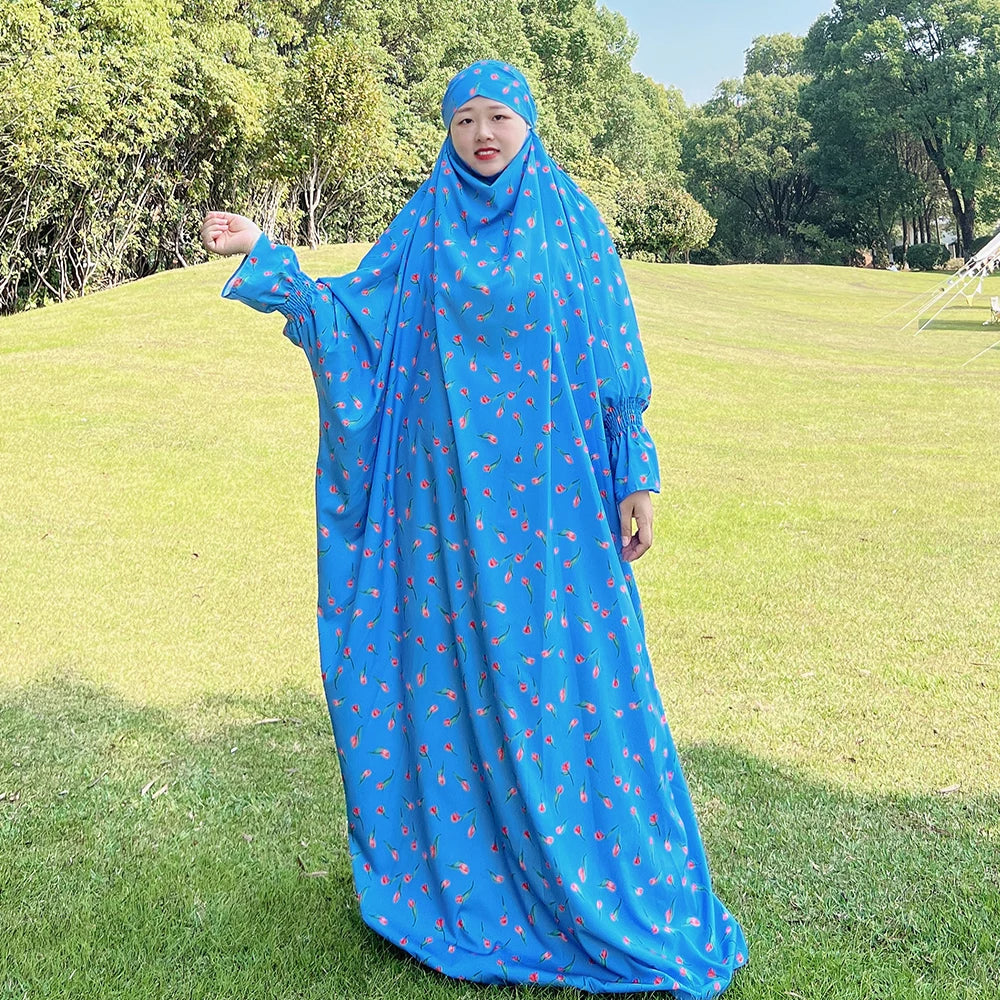 Loriya Abaya Vêtements islamiques Robe Abaya florale imprimée pour femmes musulmanes Jilbab Abaya 